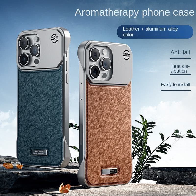 Leather Aromatherapy Magnetic Phone Case