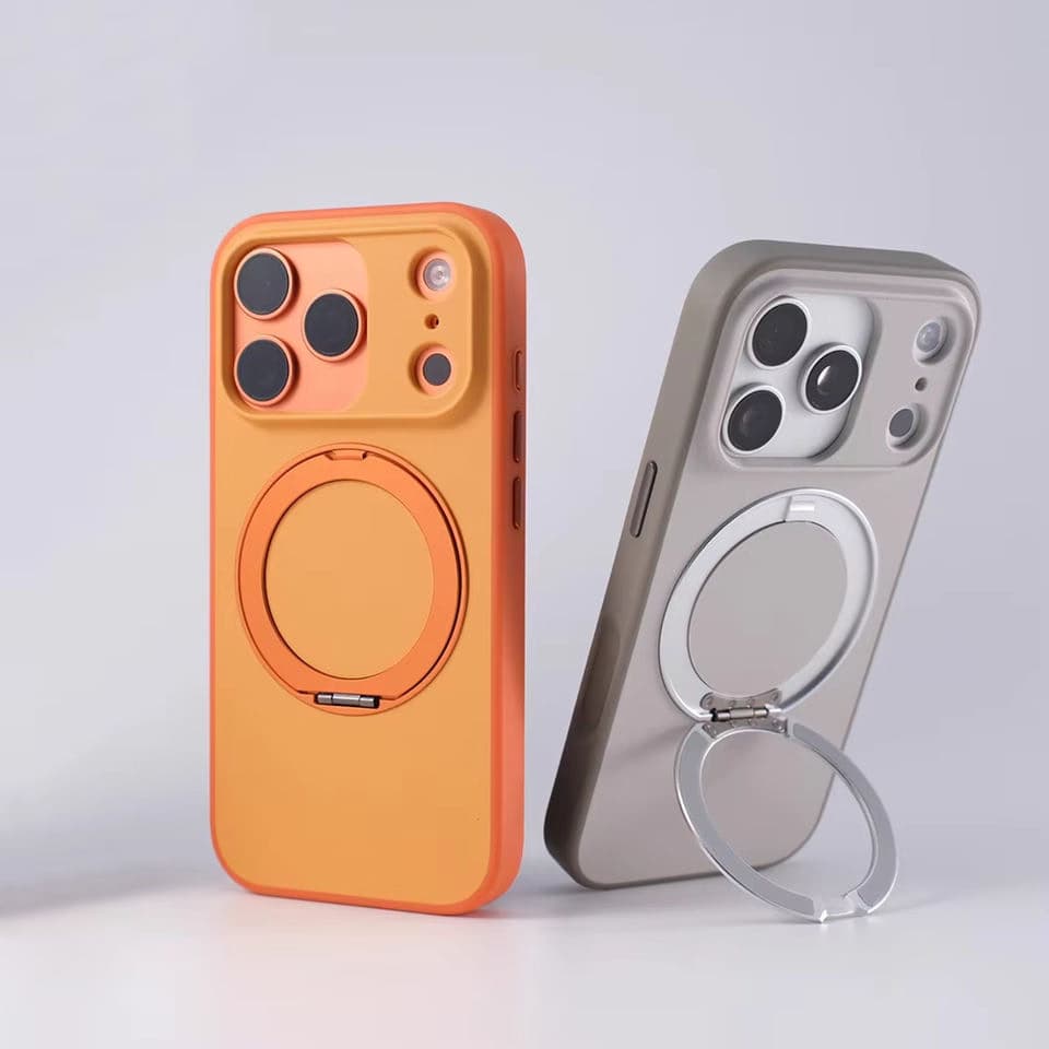 360 Degree Rotatable Spinning Metal Bracket Magnetic Support Phone Case for iPhone